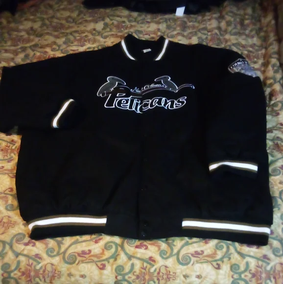 New Orleans Pelicans Negro League Baseball Wool Letterman Jacket Men's 5XLT Blk - Picture 2 of 16